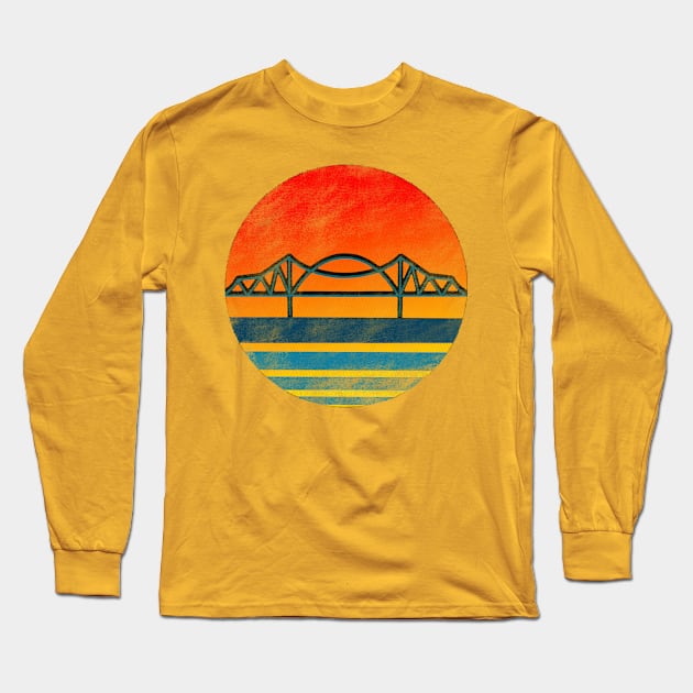 La Crosse Wisconsin Bridge Sunset Graphic Long Sleeve T-Shirt by BlueLine Design